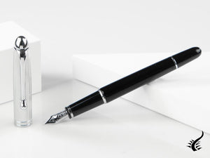 Aurora 88 Fountain Pen, Black Resin, Chrome Trim, 817