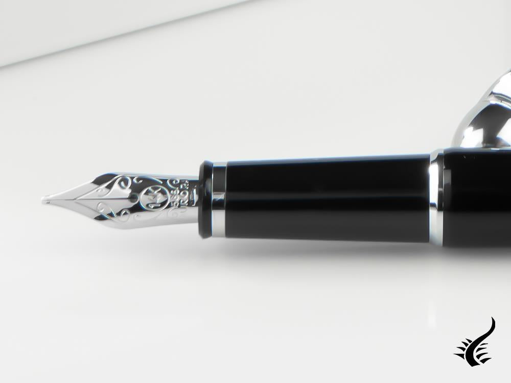 Aurora 88 Fountain Pen, Black Resin, Chrome Trim, 817