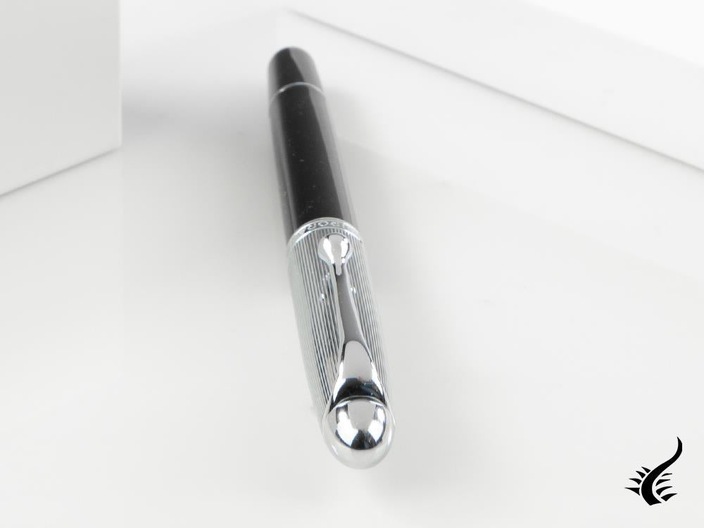 Aurora 88 Fountain Pen, Black Resin, Chrome Trim, 817