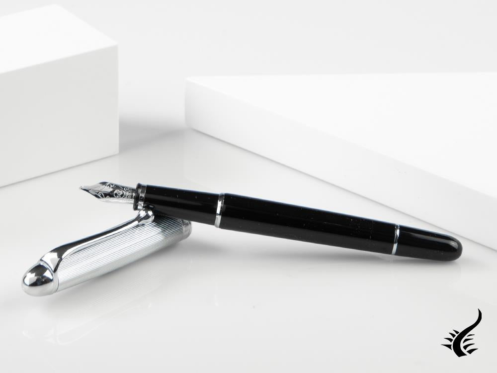 Aurora 88 Fountain Pen, Black Resin, Chrome Trim, 817