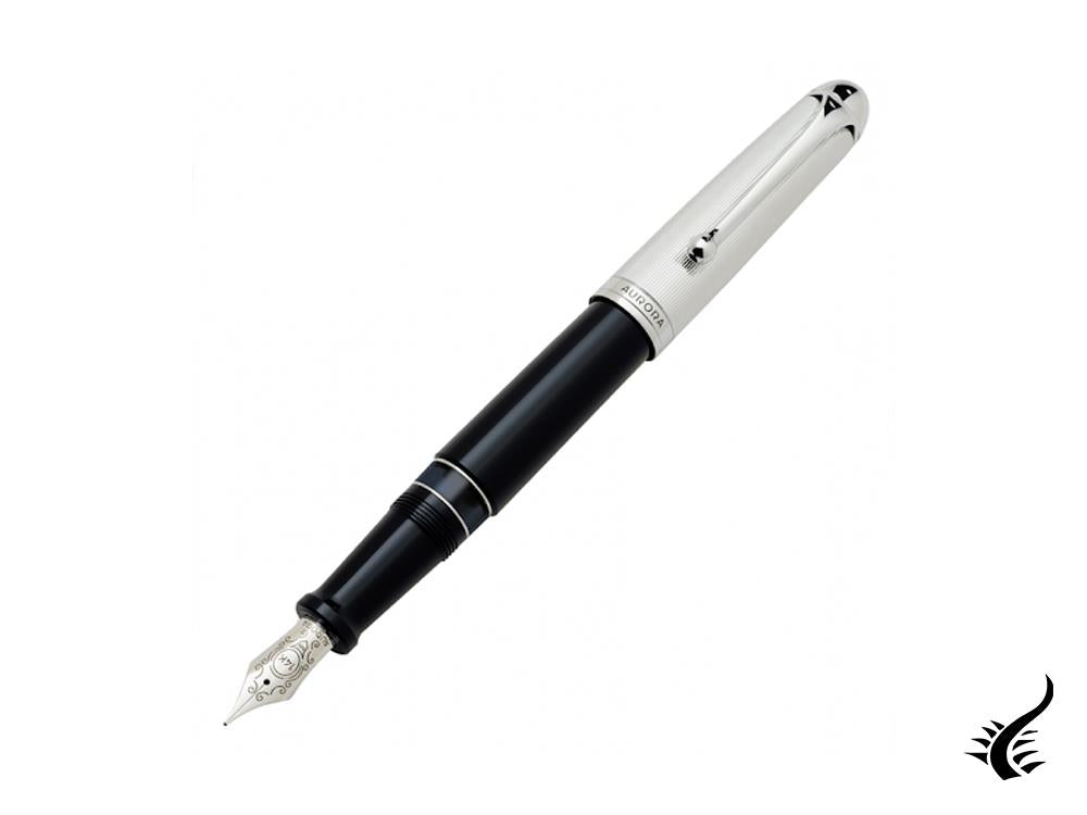 Aurora 88 Fountain Pen, Black Resin, Chrome Trim, 817