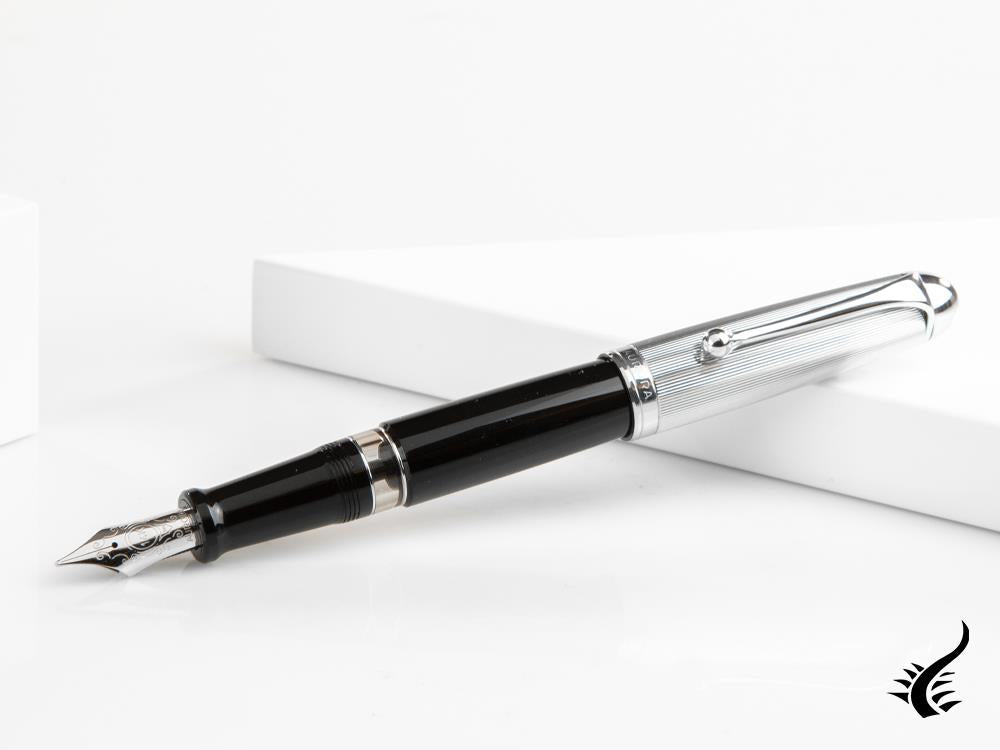 Aurora 88 Big Fountain Pen, Black Resin, Chrome trim, 806