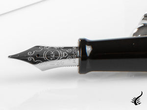 Aurora 88 Big Fountain Pen, Black Resin, Chrome trim, 806