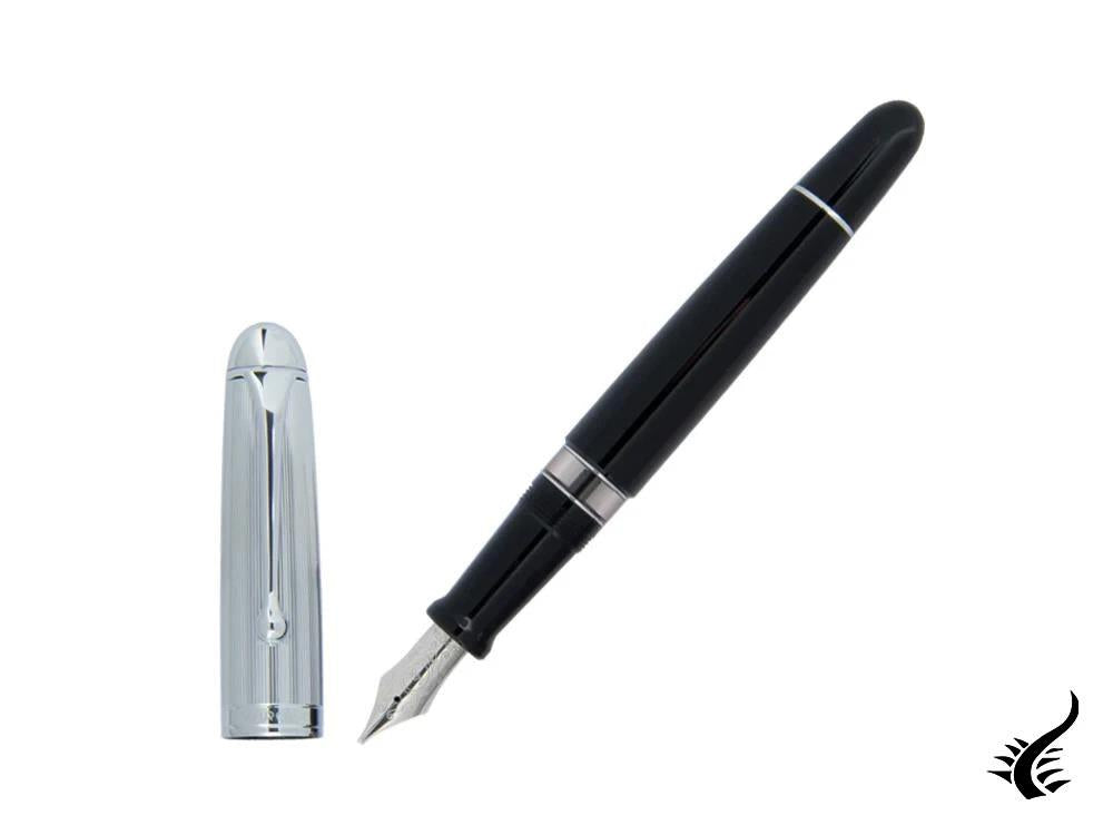 Aurora 88 Big Fountain Pen, Black Resin, Chrome trim, 806