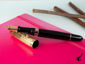 Aurora 88 Big Fountain Pen, Black Resin, Gold trim, 801