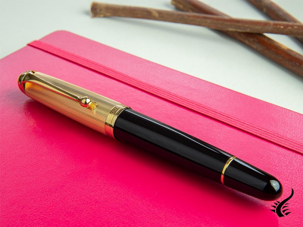 Aurora 88 Big Fountain Pen, Black Resin, Gold trim, 801