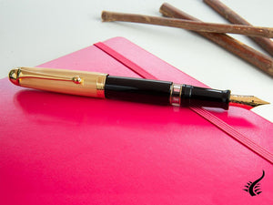 Aurora 88 Big Fountain Pen, Black Resin, Gold trim, 801