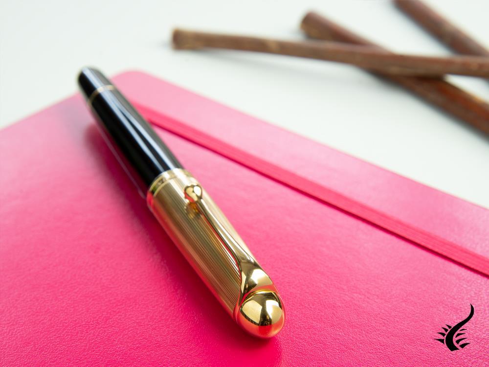 Aurora 88 Big Fountain Pen, Black Resin, Gold trim, 801