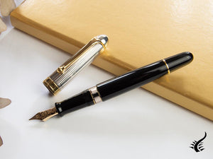 Aurora 88 Big Fountain Pen, Black Resin, Gold trim, 803