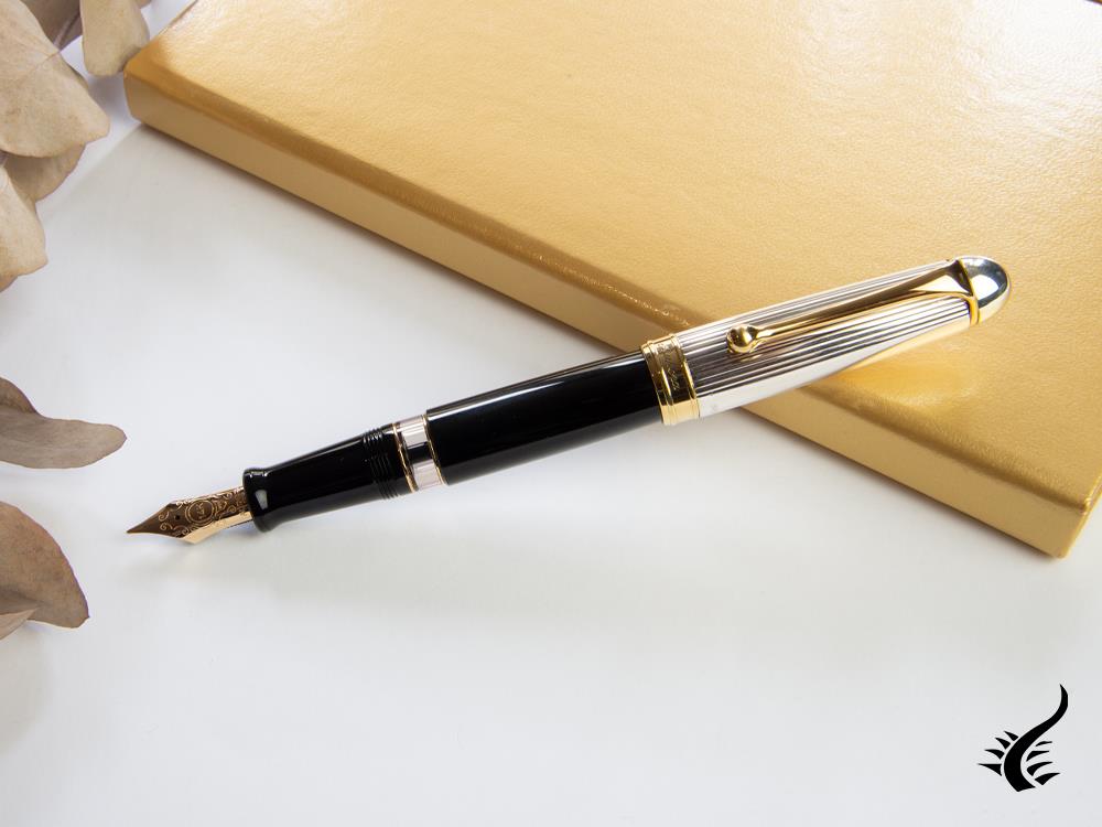 Aurora 88 Big Fountain Pen, Black Resin, Gold trim, 803