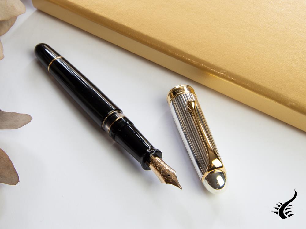 Aurora 88 Big Fountain Pen, Black Resin, Gold trim, 803