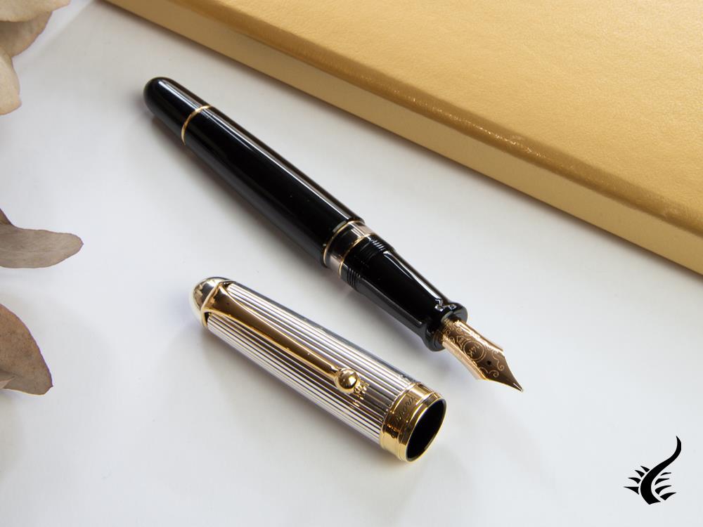 Aurora 88 Big Fountain Pen, Black Resin, Gold trim, 803