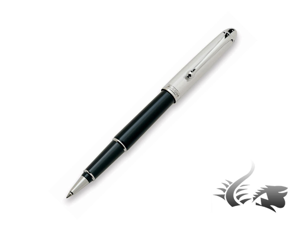 Aurora 88 Rollerball Pen, Resin, Black, Chrome Trim, 877