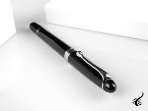 Aurora 88 Small Fountain Pen, Black Resin, Chrome trim, 810C