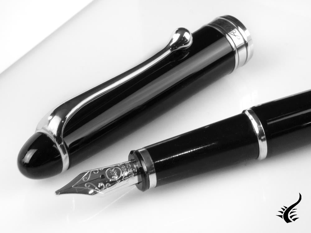 Aurora 88 Small Fountain Pen, Black Resin, Chrome trim, 810C