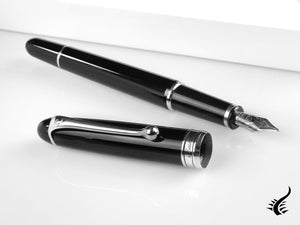 Aurora 88 Small Fountain Pen, Black Resin, Chrome trim, 810C