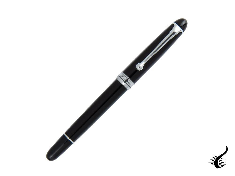 Aurora 88 Small Fountain Pen, Black Resin, Chrome trim, 810C