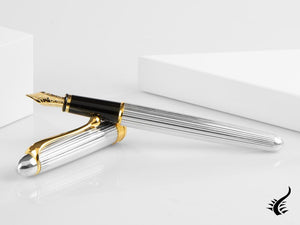 Aurora 88 Small Fountain Pen, Silver .925, Gold trim, 816