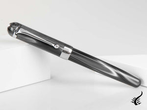 Aurora Alpha Fountain Pen, Black Resin, Chrome Trim, H11CN