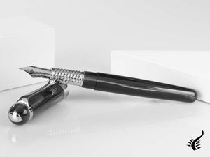 Aurora Alpha Fountain Pen, Black Resin, Chrome Trim, H11CN