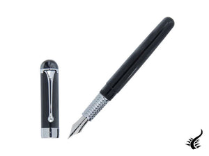 Aurora Alpha Fountain Pen, Black Resin, Chrome Trim, H11CN