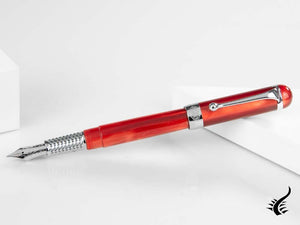 Aurora Alpha Fountain Pen, Resin, Red, Chrome Trim, H11CR