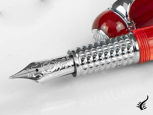 Aurora Alpha Fountain Pen, Resin, Red, Chrome Trim, H11CR