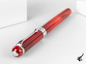 Aurora Alpha Fountain Pen, Resin, Red, Chrome Trim, H11CR