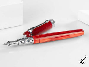 Aurora Alpha Fountain Pen, Resin, Red, Chrome Trim, H11CR