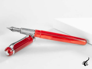 Aurora Alpha Fountain Pen, Resin, Red, Chrome Trim, H11CR