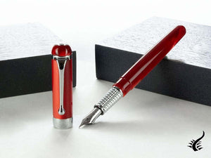 Aurora Alpha Fountain Pen, Resin, Red, Chrome Trim, H11CR