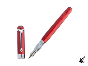 Aurora Alpha Fountain Pen, Resin, Red, Chrome Trim, H11CR