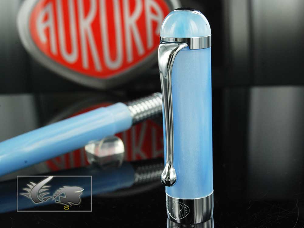 Aurora Alpha Sky Rollerball pen, Resin, Chrome Trim, Blue H71CA