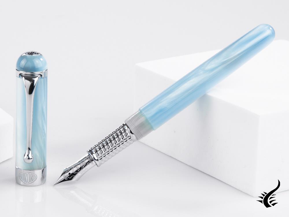 Aurora Alpha Sky Fountain Pen, Resin, Chrome Trim, H11CA