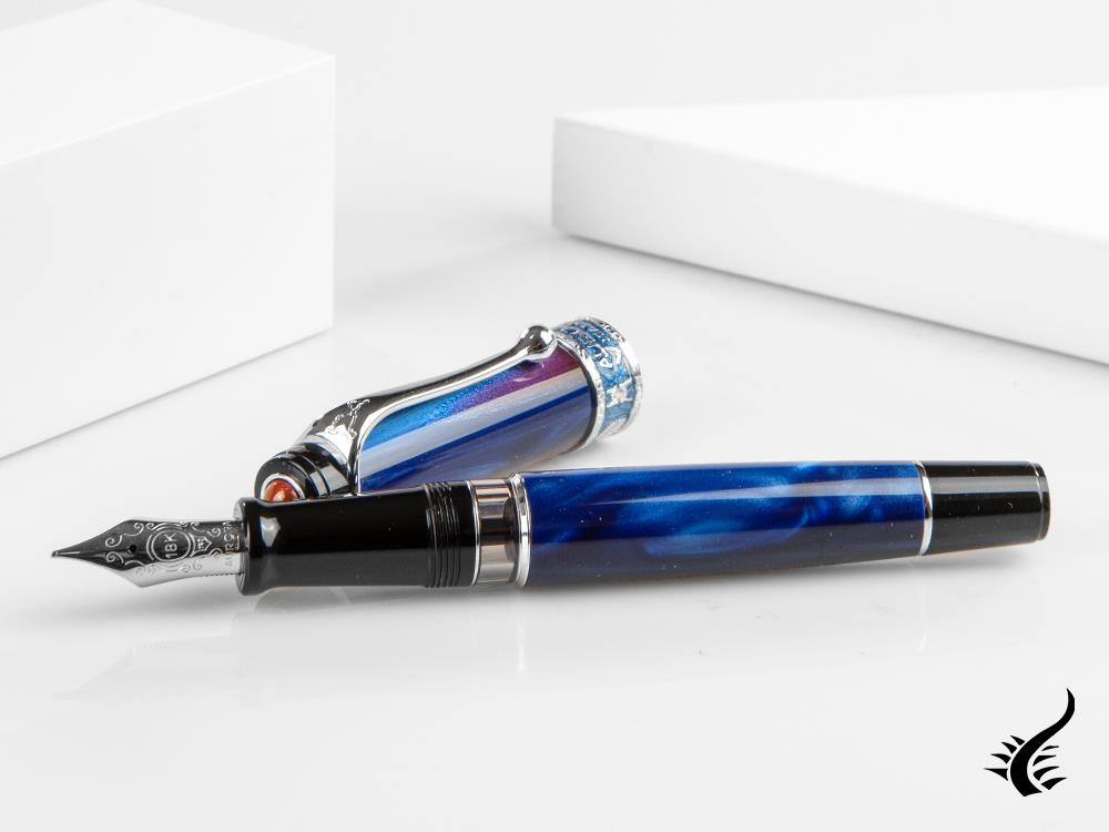 Aurora America Fountain Pen, Limited Ed., Marbled resin, Chrome trims