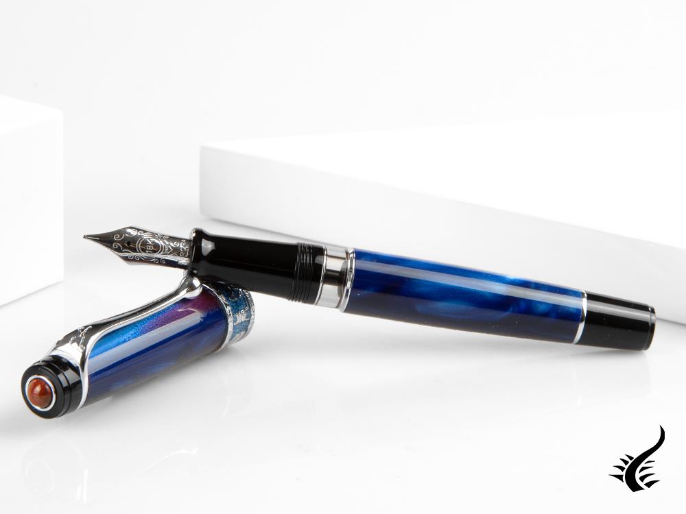 Aurora America Fountain Pen, Limited Ed., Marbled resin, Chrome trims