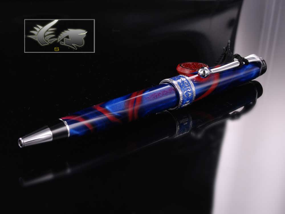 Aurora America Ballpoint pen, Limited Edition, Marbled resin, Chrome trims