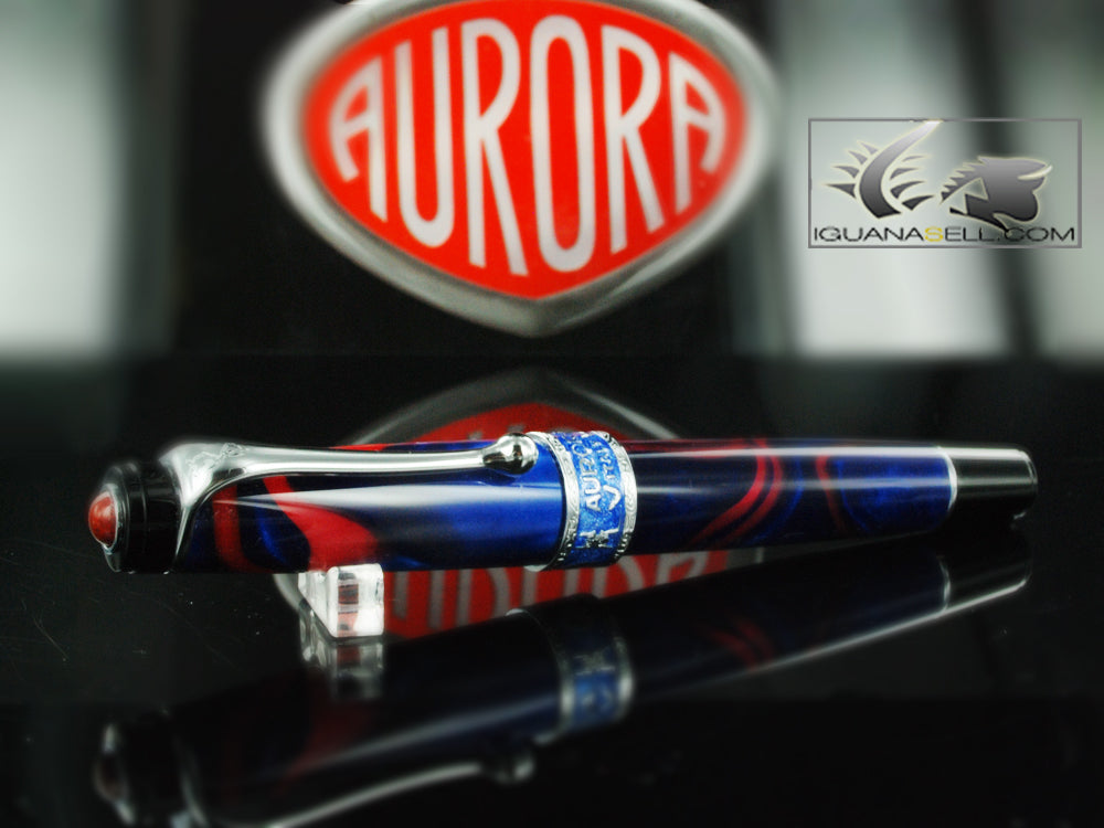 Stylo roller Aurora America, édition limitée, résine marbrée, attributs chromés