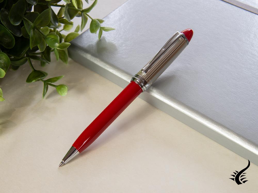 Aurora Ballpoint Pen Ipsilon Sterling Silver & Red Resin - B34CR