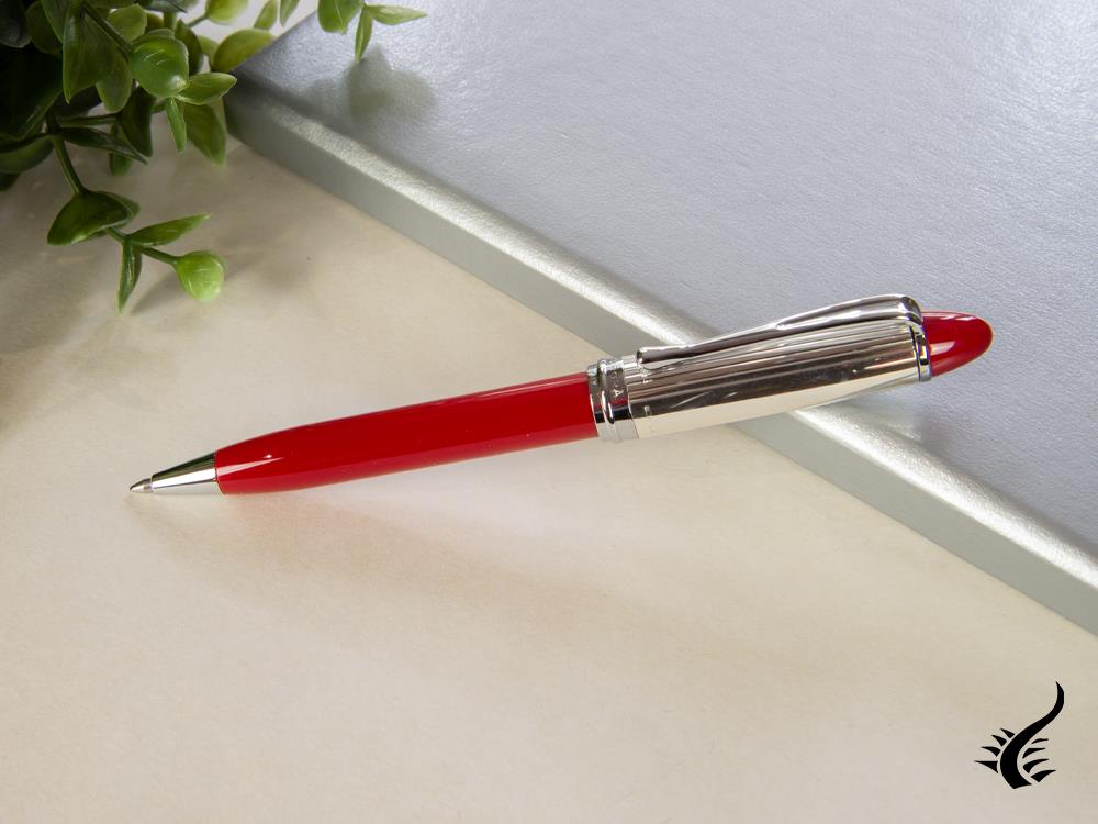 Aurora Ballpoint Pen Ipsilon Sterling Silver & Red Resin - B34CR