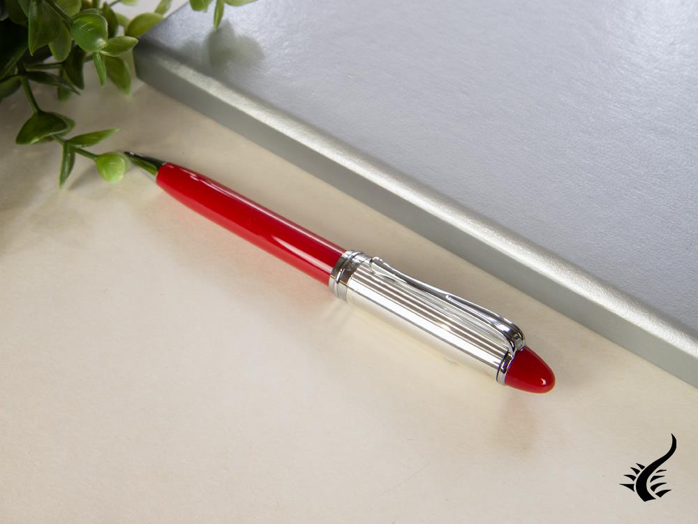 Stylo à bille Aurora Ipsilon en argent sterling et résine rouge - B34CR