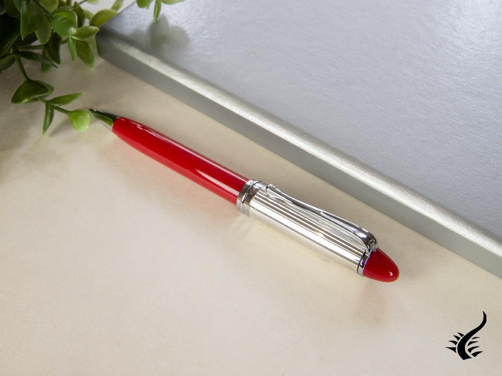 Aurora Ballpoint Pen Ipsilon Sterling Silver & Red Resin - B34CR