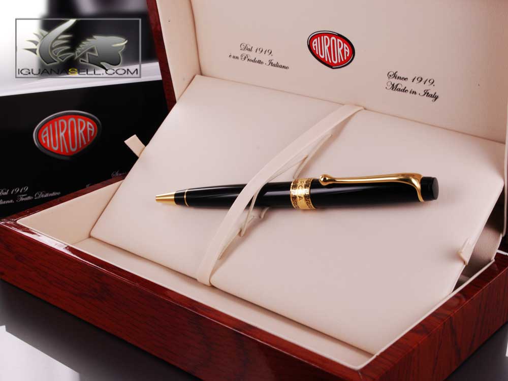 Aurora Ballpoint pen Optima -Black Auroloide -Gold Tr.