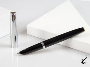 Aurora Duo-Cart Fountain Pen, Black Resin, Chrome, DC57-CNM