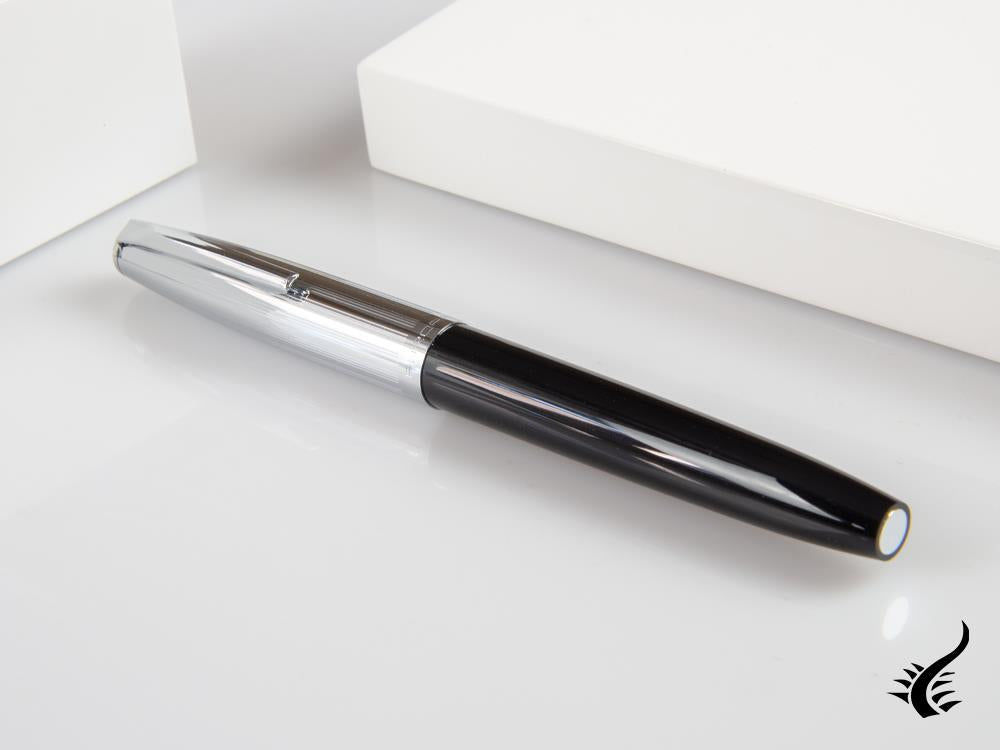 Aurora Duo-Cart Fountain Pen, Black Resin, Chrome, DC57-CNM