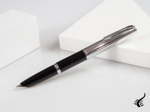 Aurora Duo-Cart Fountain Pen, Black Resin, Chrome, DC57-CNM