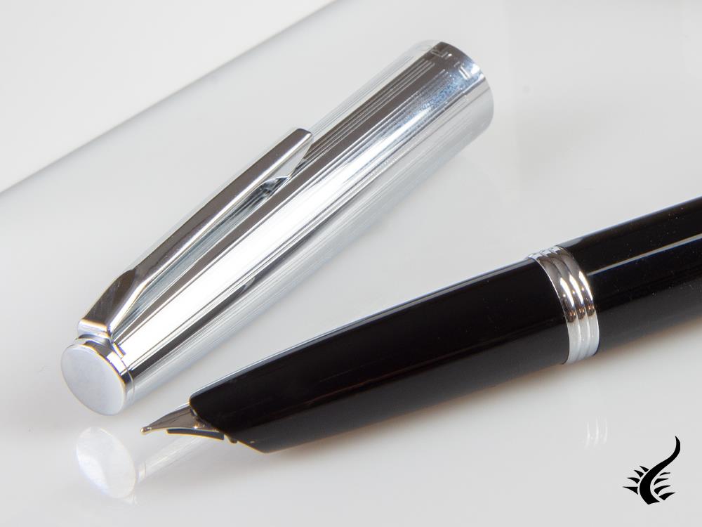 Aurora Duo-Cart Fountain Pen, Black Resin, Chrome, DC57-CNM