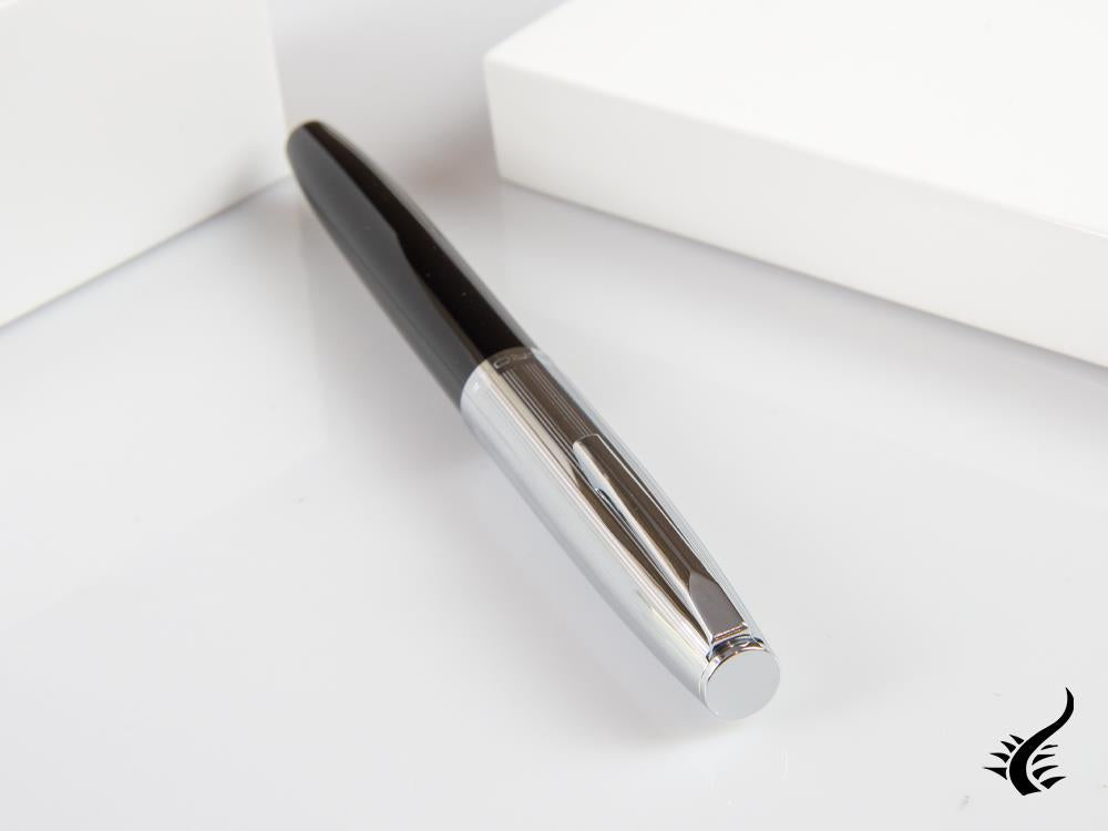 Aurora Duo-Cart Fountain Pen, Black Resin, Chrome, DC57-CNM