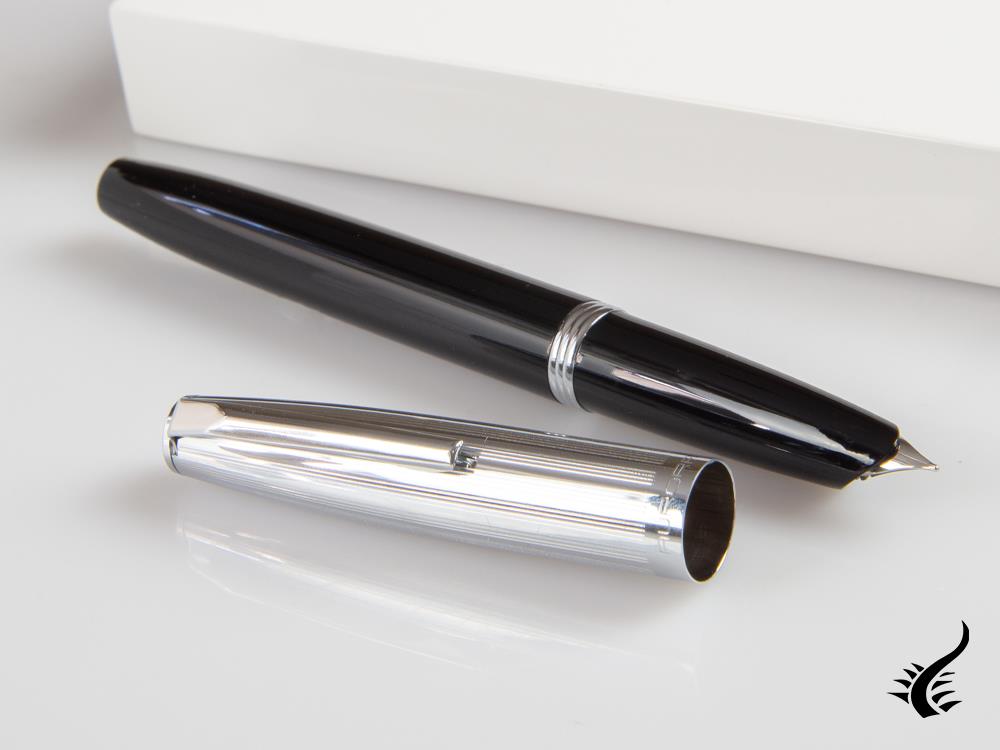 Stylo plume Aurora Duo-Cart, résine noire, chrome, DC57-CNM