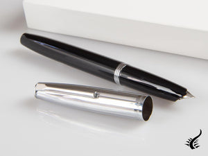 Aurora Duo-Cart Fountain Pen, Black Resin, Chrome, DC57-CNM